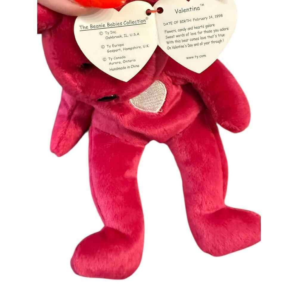 Valentina Beanie Baby 1998 Ty Original MWMT Pink Heart Bear - Picture 4 of 7